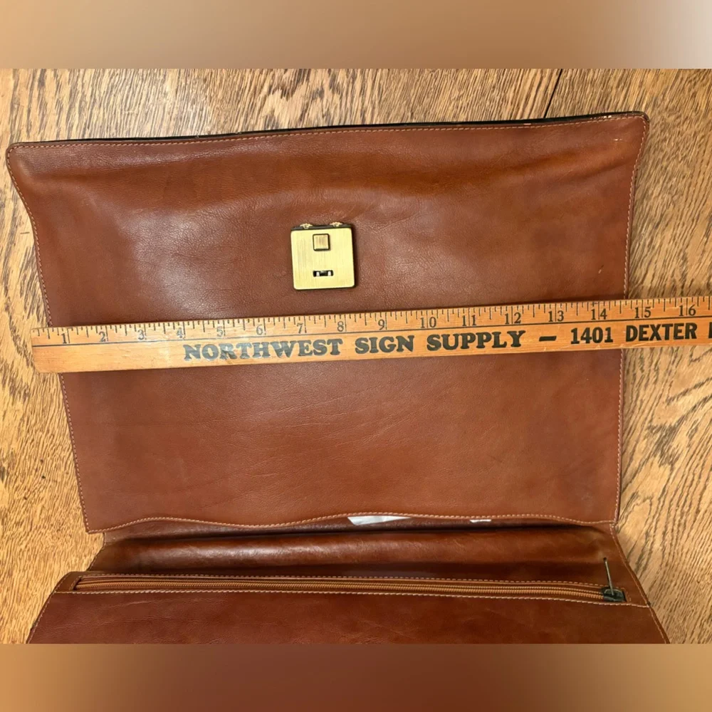 Vintage Nordstrom Portfolio Leather Lock Combination Function Briefcase